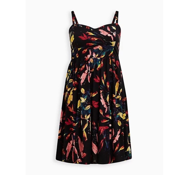 torrid Dresses & Skirts - TORRID NWT SMOCKED HI-LOW MINI DRESS - CHALLIS LEAVES BLACK